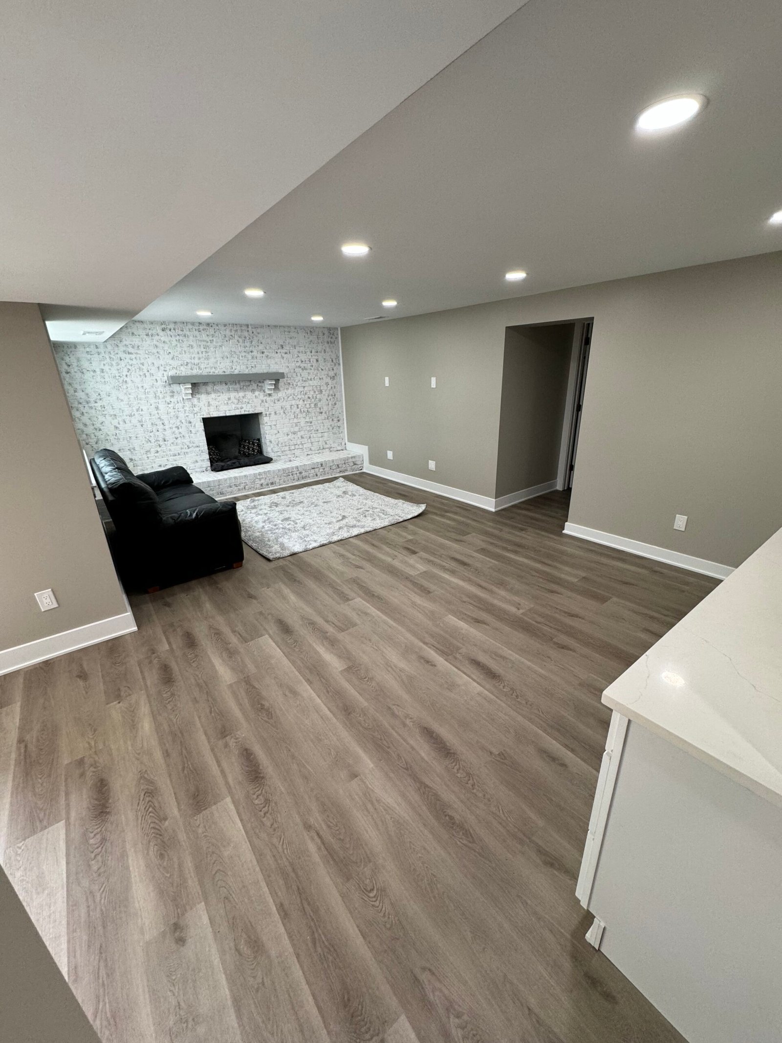 basement remodeling project after completion