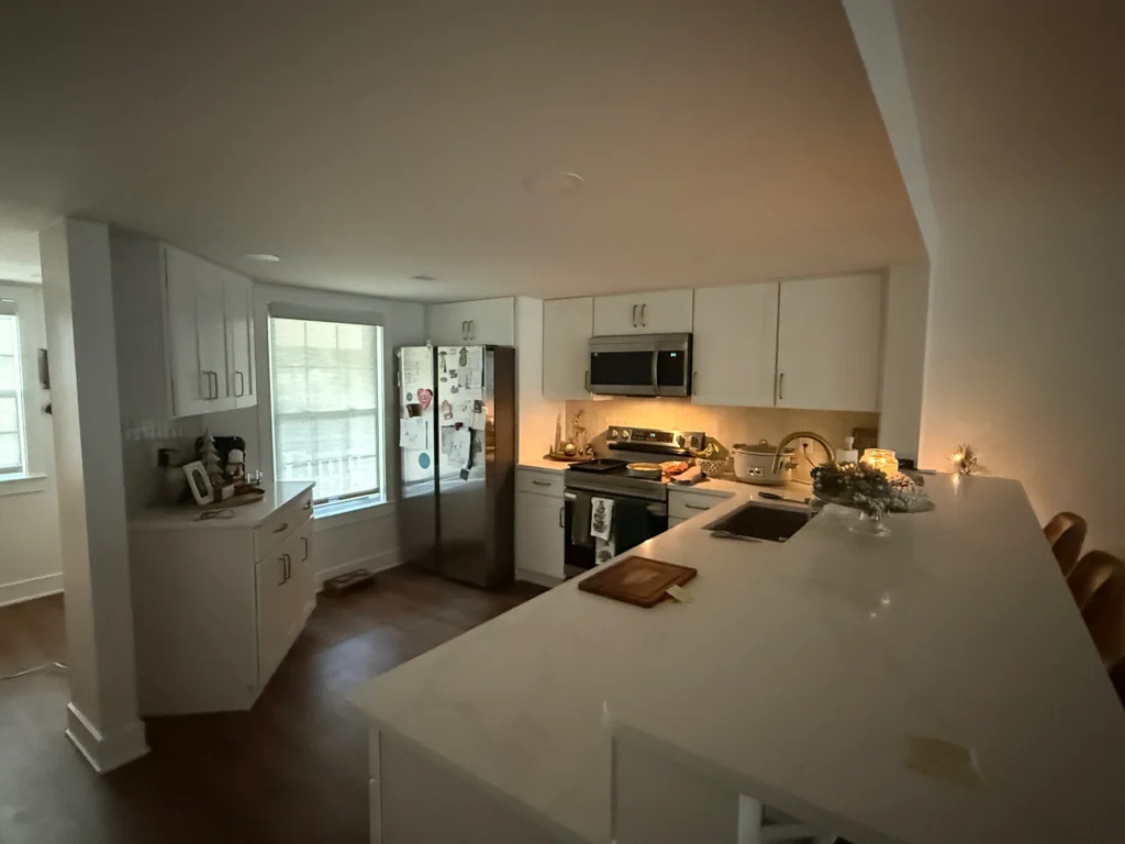 Modern kitchen with white cabinetry