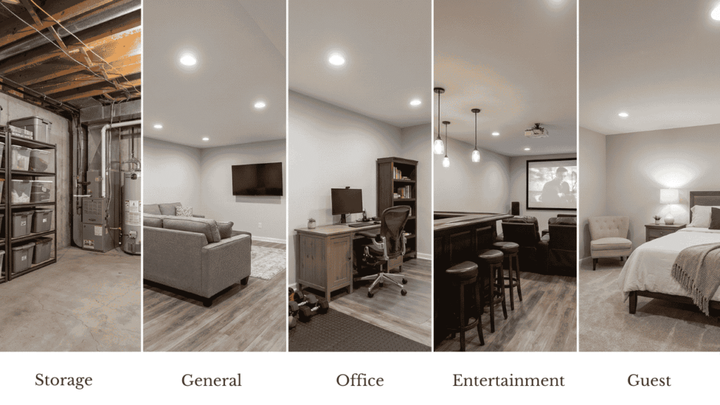 five types of basement room options