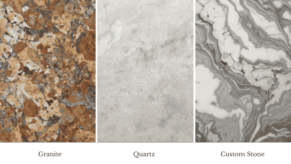 Three types of kitchen table surfaces