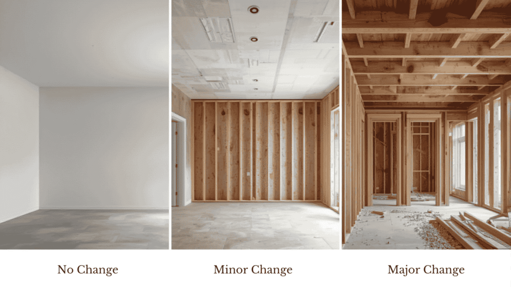 Three kitchen structural options displayed